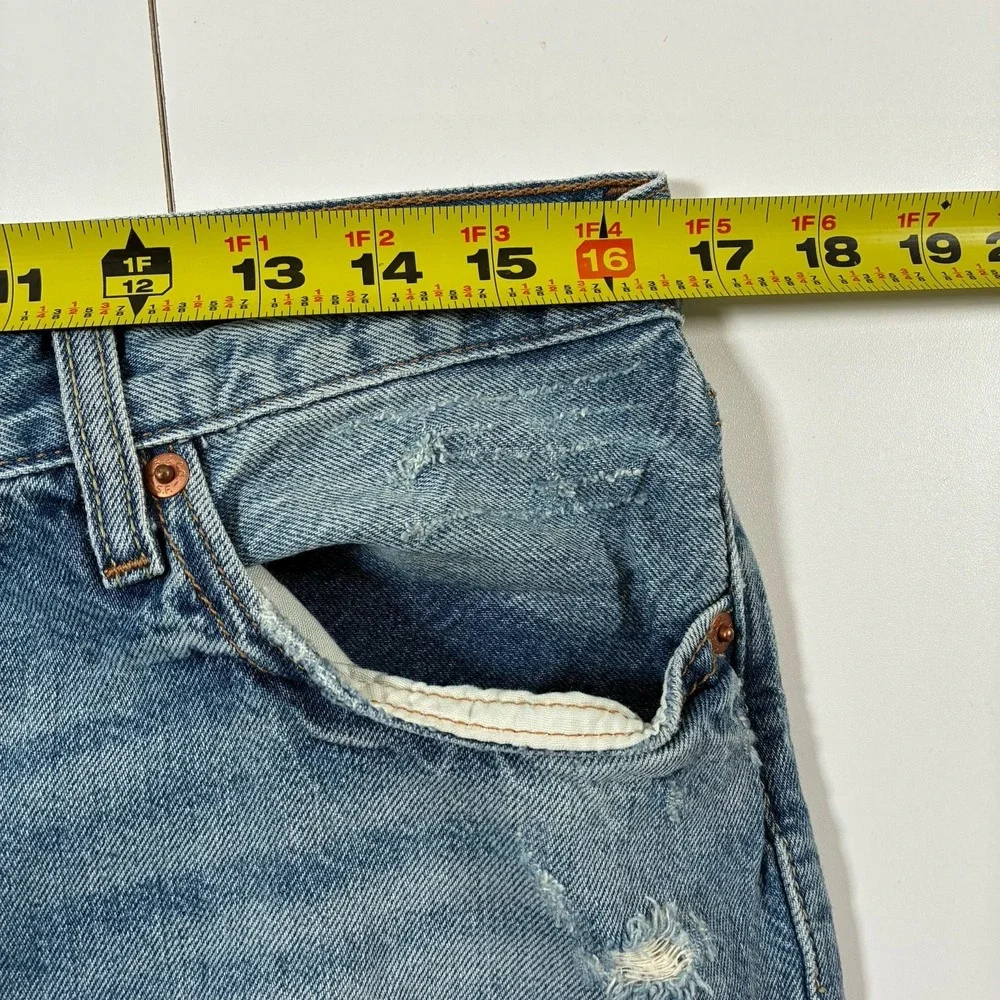 Levi's 501 CT Jeans 33x27 Blue Distressed Denim Button Fly Faded (Tag 29x32)